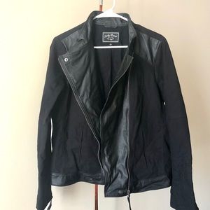 LUCKY BRAND Womens Motorcycle Leather Denim Jacket